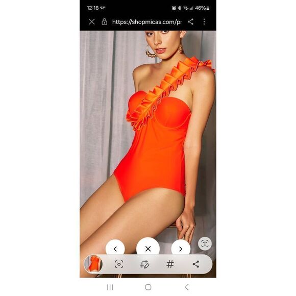 Ruffle One Shoulder Swimsuit - Picture 1 of 12